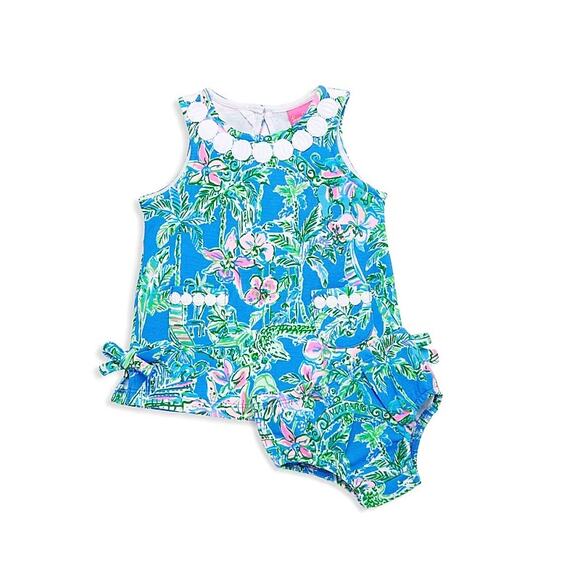 Lilly Pulitzer Baby Shift Dress in Boca Blue with Bloomers Size 3-6 Mos EUC - Picture 1 of 5